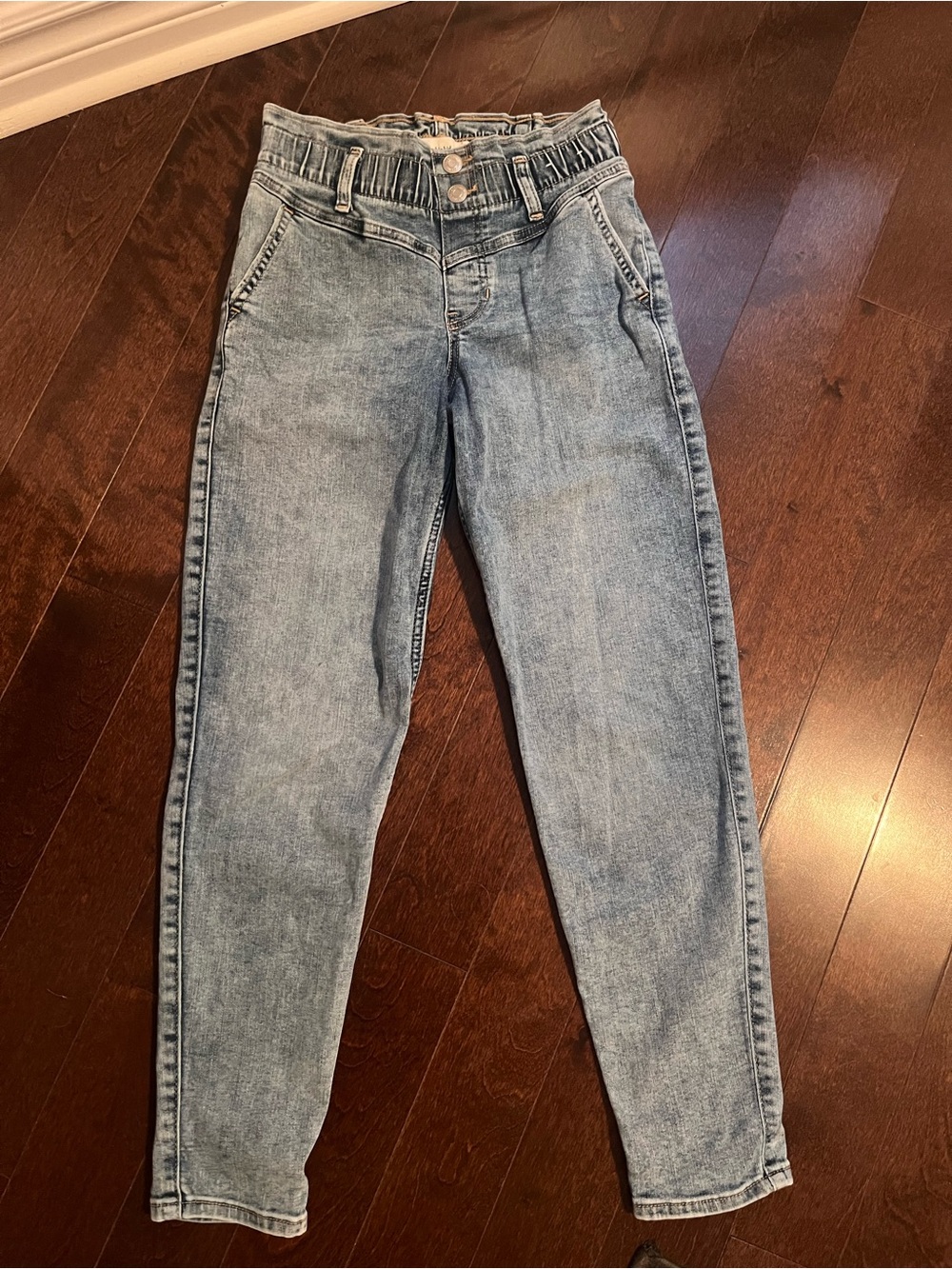 abercrombie kids Light Blue Denim High-Rise Mini Mom Jeans